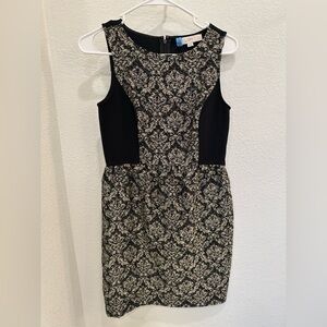 Ann Taylor LOFT Black and Gold Mini Dress